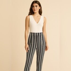 Ci Sono Striped Black and White Women's Jumpsuit.   Size-Small
